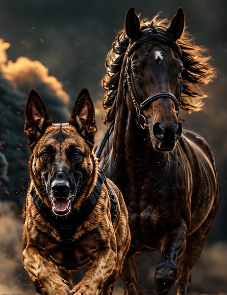 Schäferhund und Pferd im Lauf – Animal VitalAir Lounge